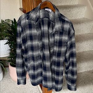 Goodfellow & Co Heavyweight Cotton Men's Navy and White Plaid Shirt